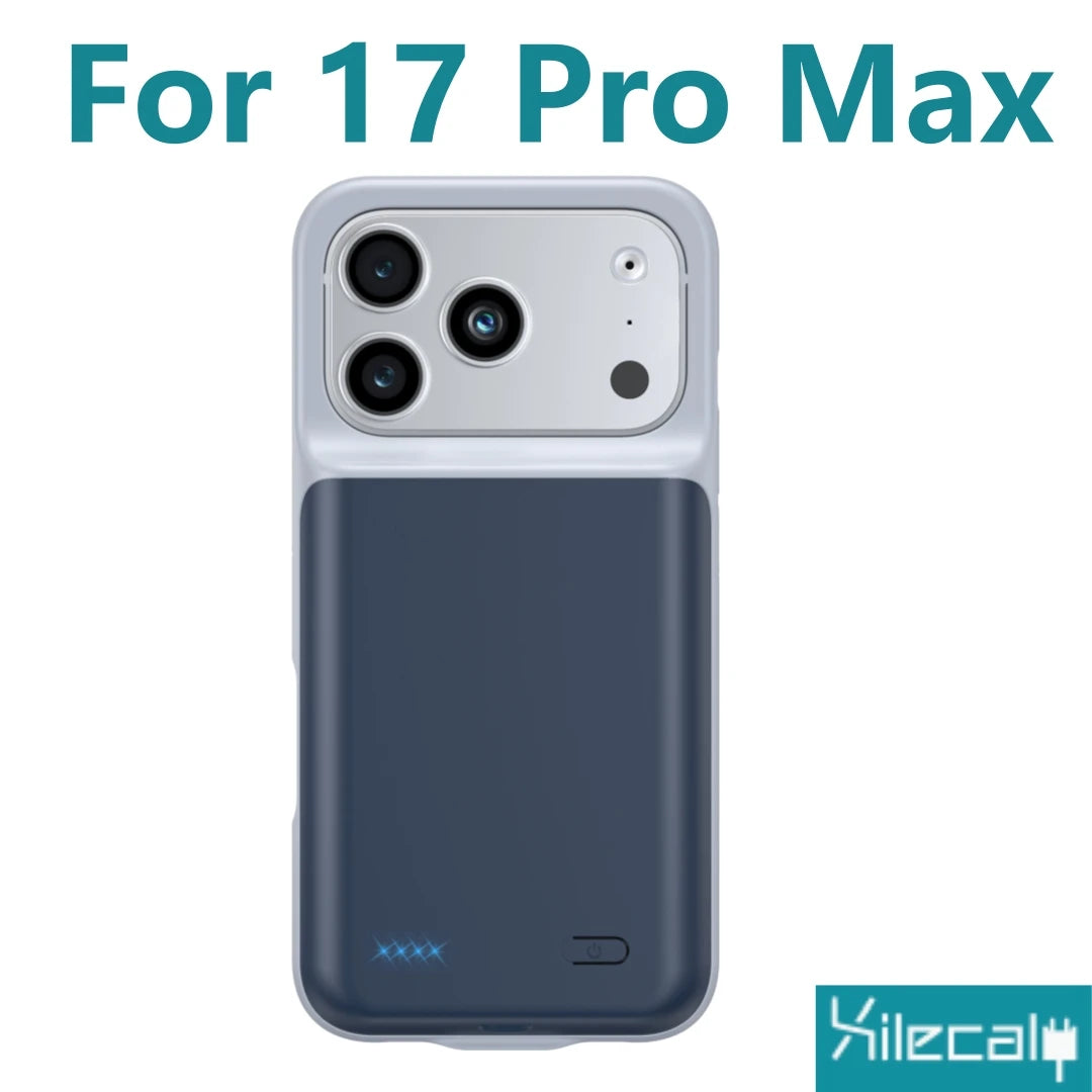 Xilecaly Smart Battery Charger Case For iphone 17 Pro Max Battery Pack Power Bank External Charging Cover For iphone Air 17Air