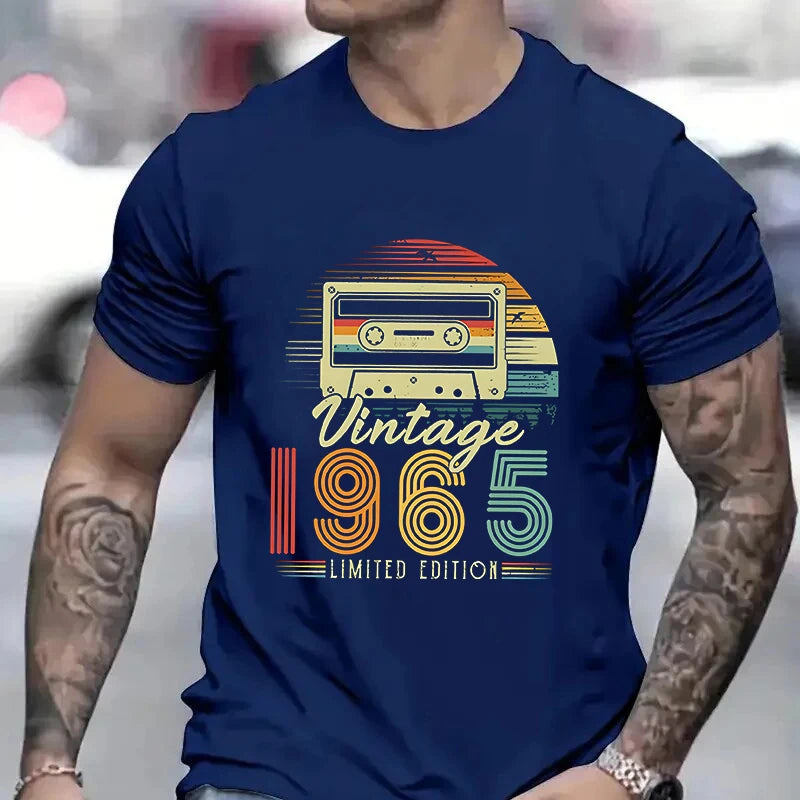 Vintage 1965 Print T-shirts for Men Women Birthday Vintage Letter Design Tshirt Short Sleeve Clothes Fashion Casual Tee Clothing