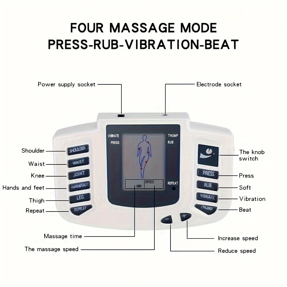 8-mode Full Body Massager Electric Muscle Stimulator Acupuncture Low Frequency Pulse Vibration Massage Relax Muscle Anti-fatigue