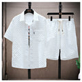 2025 Fashion Men's Sportswear Set Breathable Short Sleeve Casual Pants Retro Street Style Lightweight Summer Wear