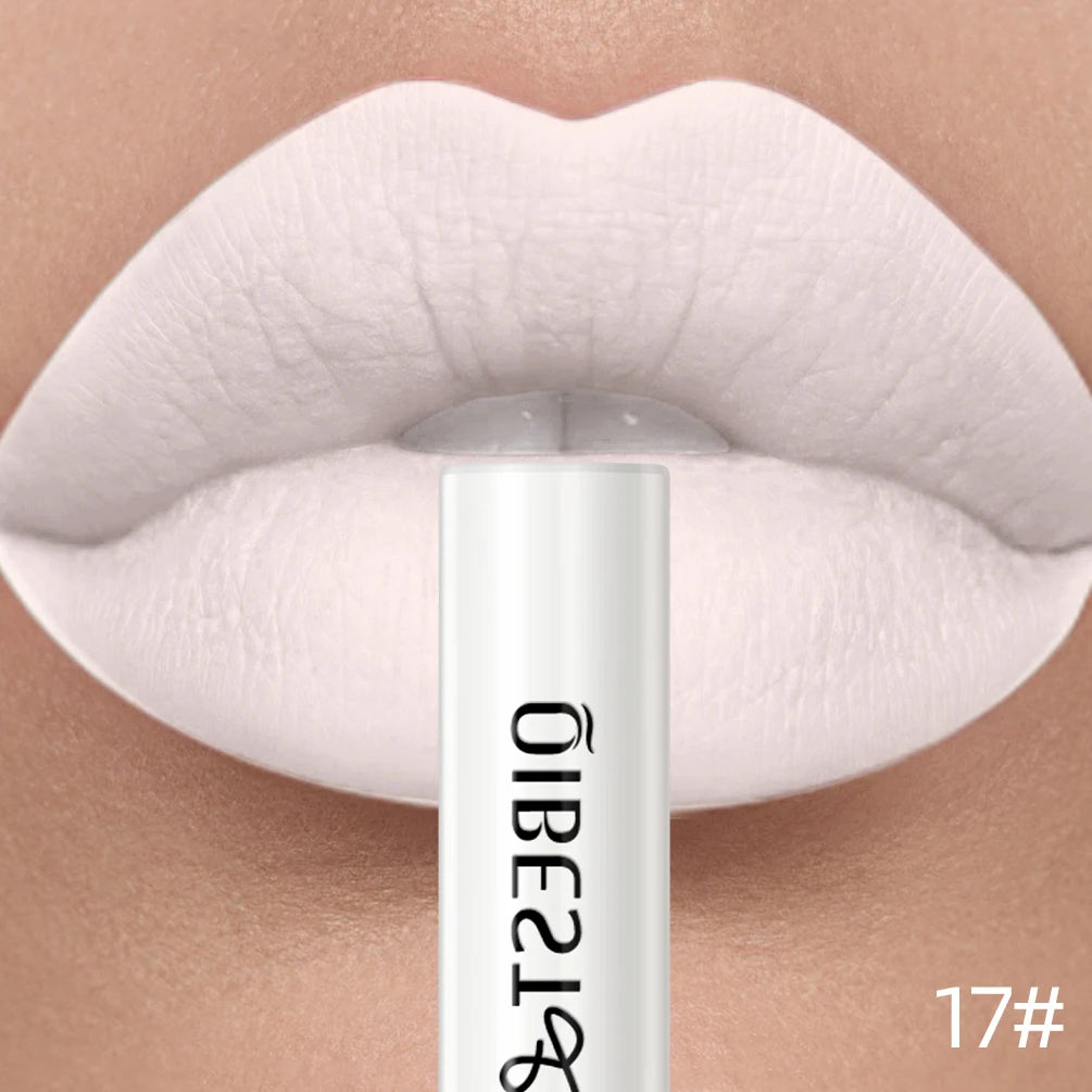 QIBEST Sexy Red Lip Gloss Long Lasting Velvet Matte Liquid Lipstick Waterproof Lip Makeup Nonstick Cup Purple Lip Tint Black