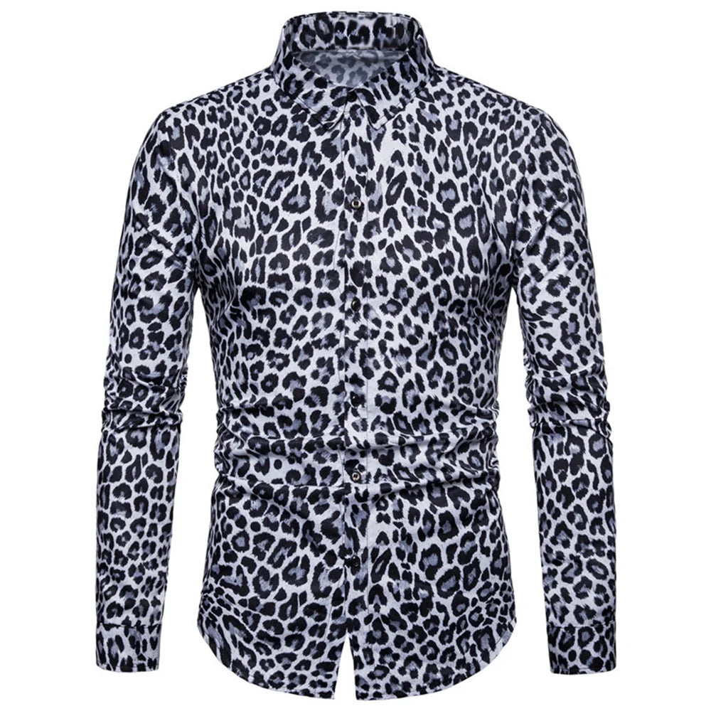 2024 Spring And Autumn New Men's Casual Leopard Print Long-sleeved Shirt Men Large Size Shirt Women Unisex Clothes Tops