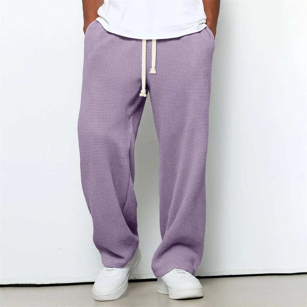 2026 New Men's Retro waffle fabric Casual Male Fashion Solid Sweatpants Harajuku Pants New Men Clothing ﻿