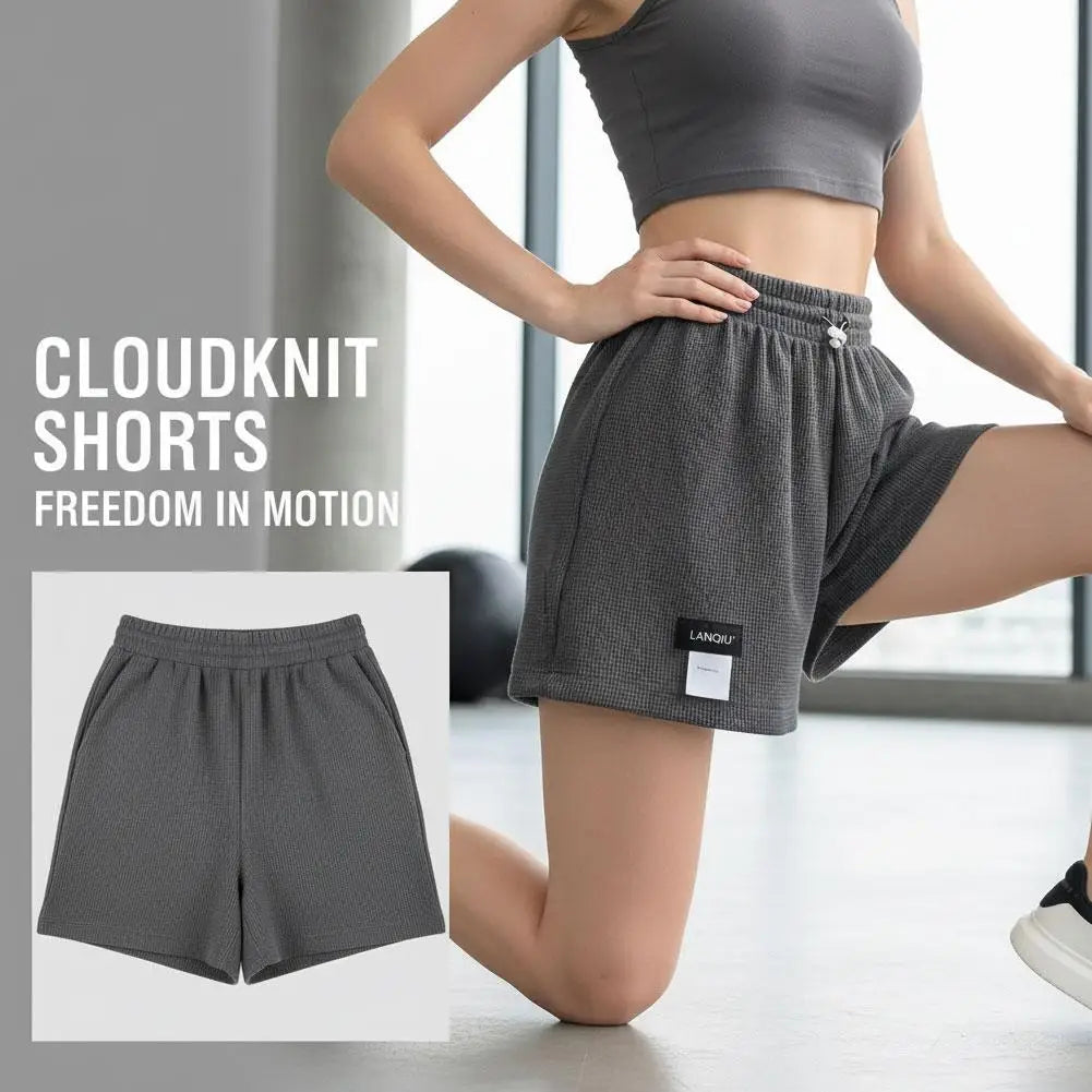 Summer Women's Shorts Loose Hot Pants High Waist Elastic Casual Solid Color Pants With Drawstring Pockets Women's Pants ﻿