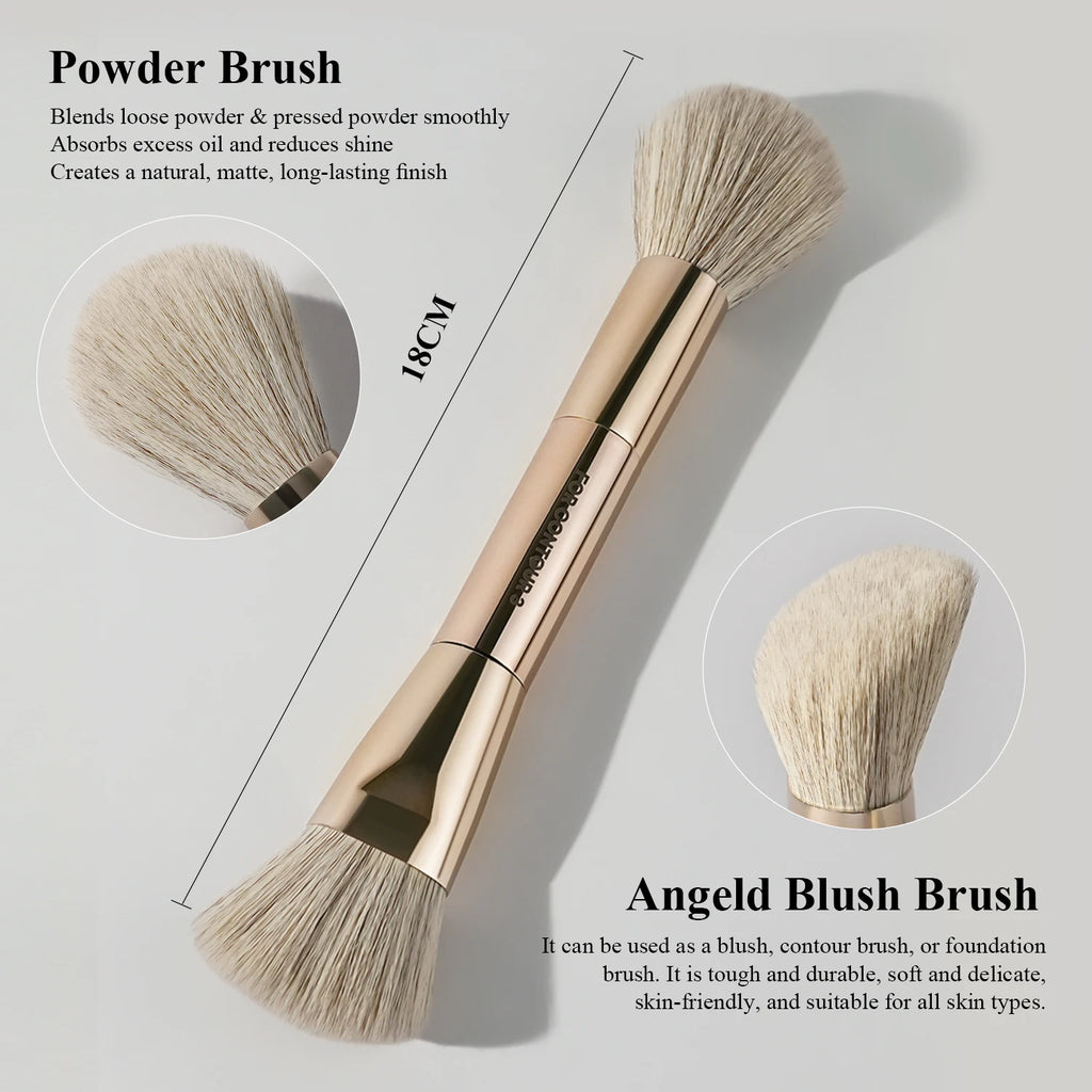 Makeup Brush Set Double-Sided Makeup Brushes for Foundation Contour Blush Blending Eyebrow and Eye Shadow Fiber Bright Cyan
