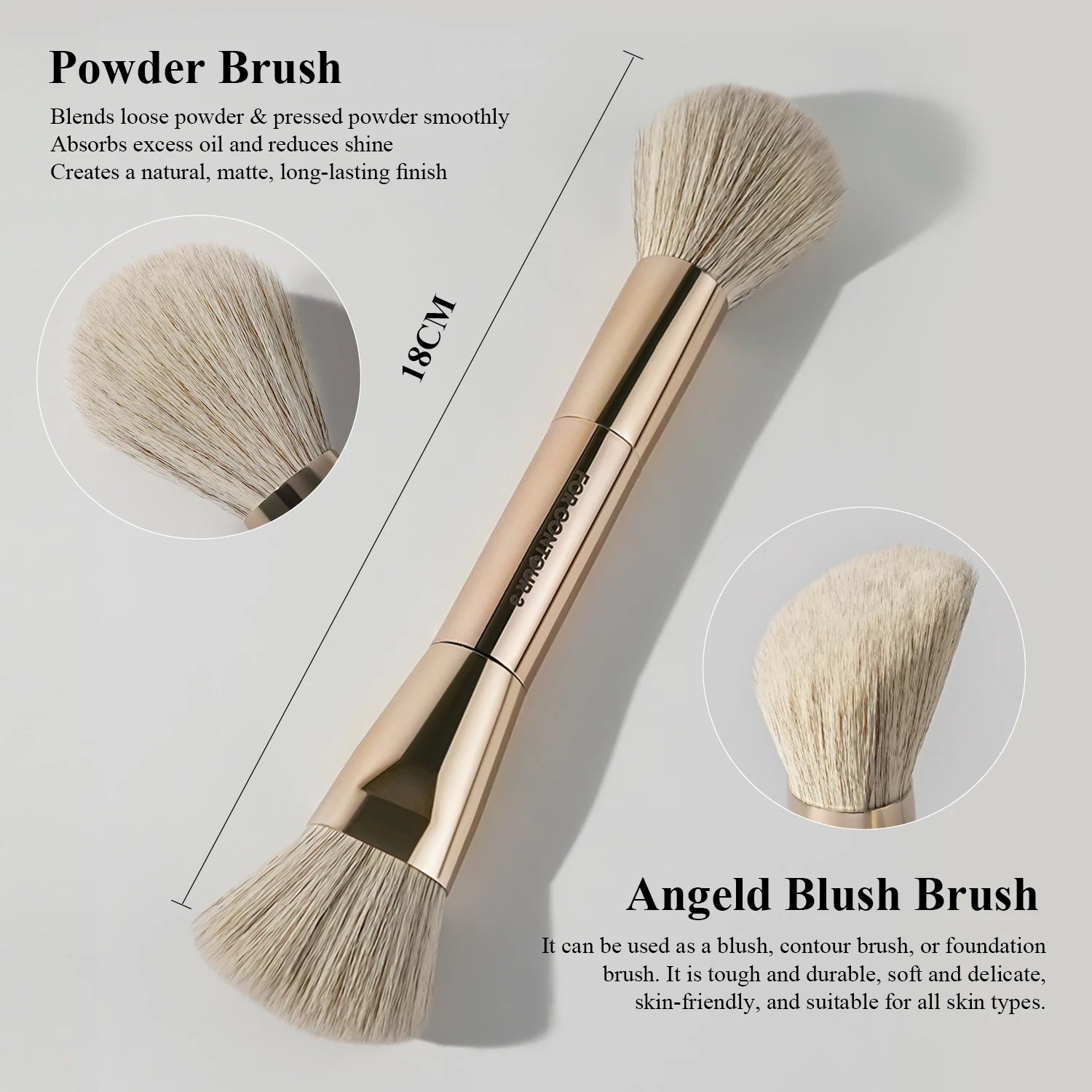 Makeup Brush Set Double-Sided Makeup Brushes for Foundation Contour Blush Blending Eyebrow and Eye Shadow Fiber Bright Cyan