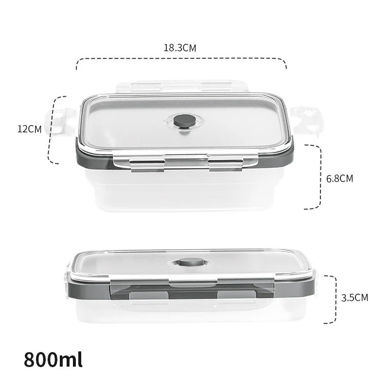 Silicone Collapsible Food Storage Containers 800ML Big Capacity Foldable Lunch Box with Lid For Outdoor Travel Kitchen Supplies