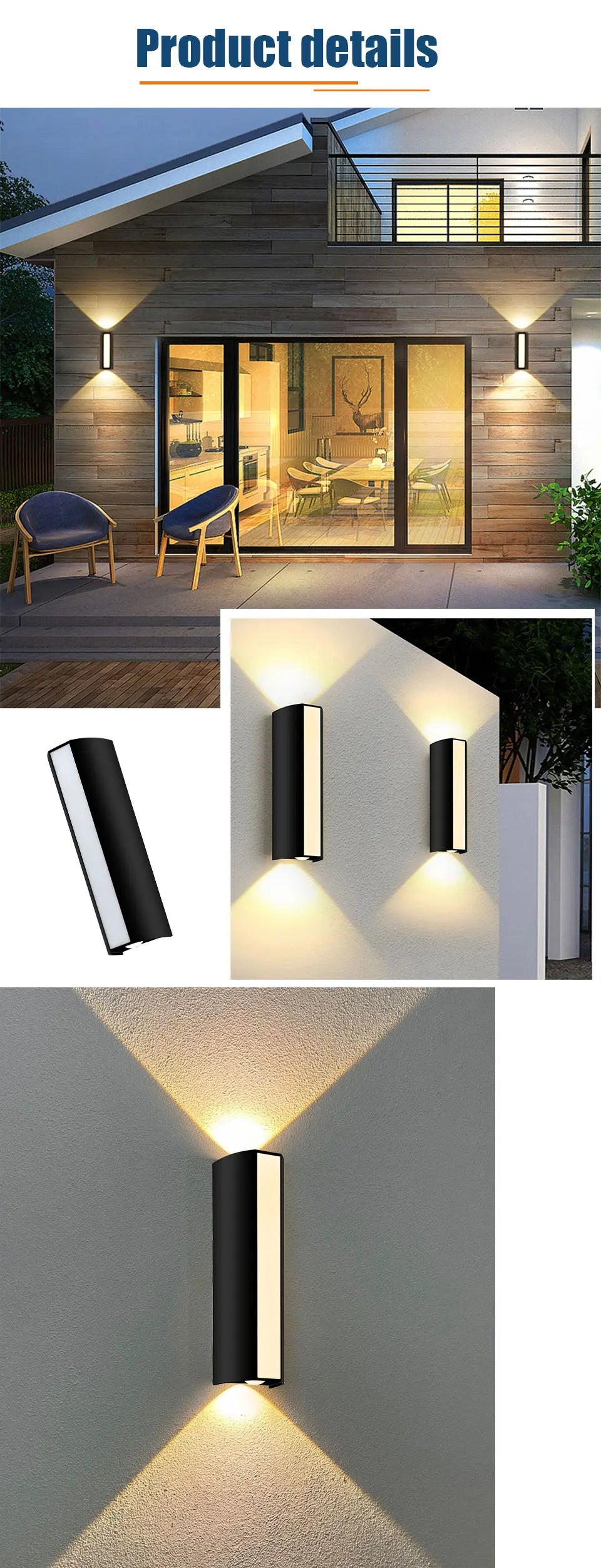 Outdoor LED Wall Light 6W IP66 Waterproof Lamp Warm White Cold White Exterior Wall Mounted Lighting for Home Decor