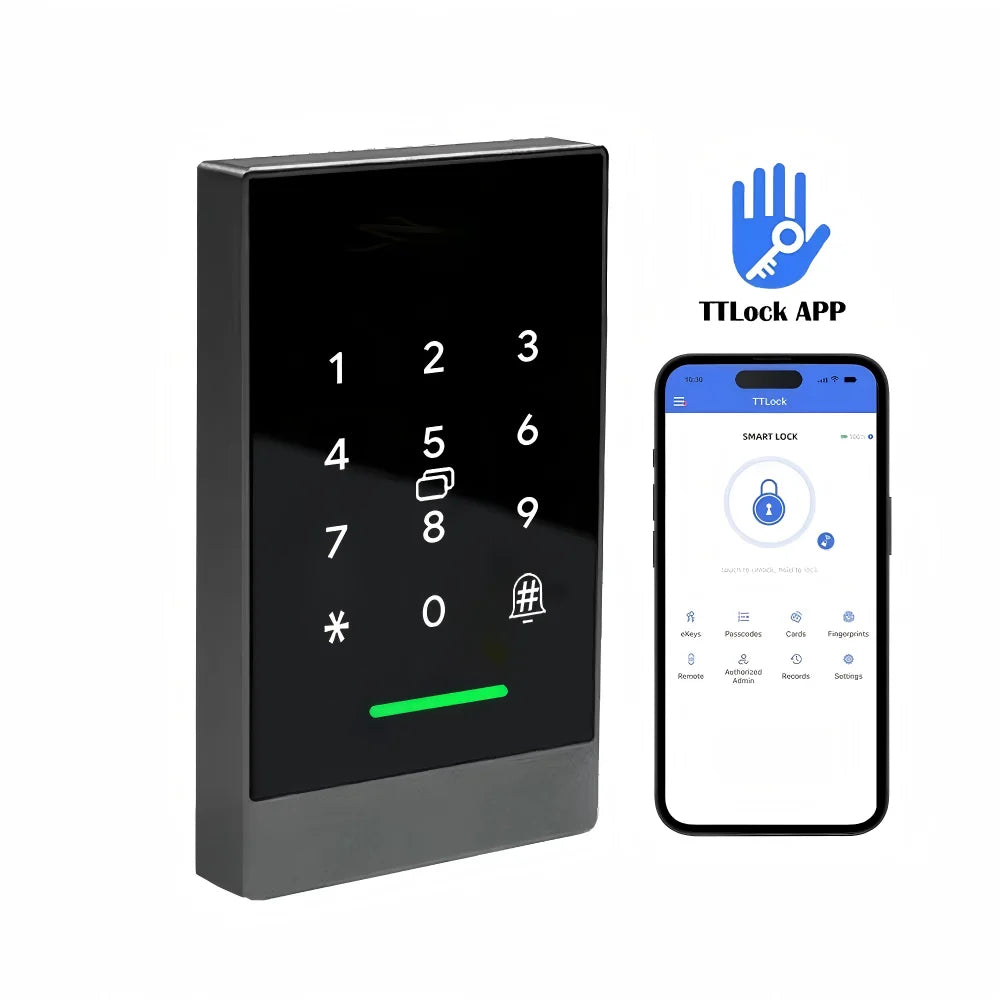 Facial Recognition Waterproof TTLock APP Fingerprint Access Control System Metal Frame Keyless Door Entry Smart RFID Card Reader