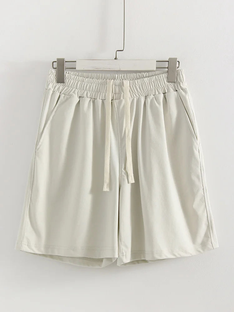 Summer 2 Piece Shorts Set Woman Cotton Brown Oversized T Shirts And Shorts Two Pieces Outfits For Women White Short Sets Pink