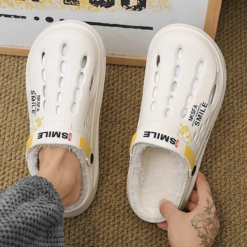 Winter Men Slippers Warm Furry Garden Shoes Soft Indoor Home Cotton Shoe EVA Plush Slides Casual Outdoor Comfortable Fur Clogs