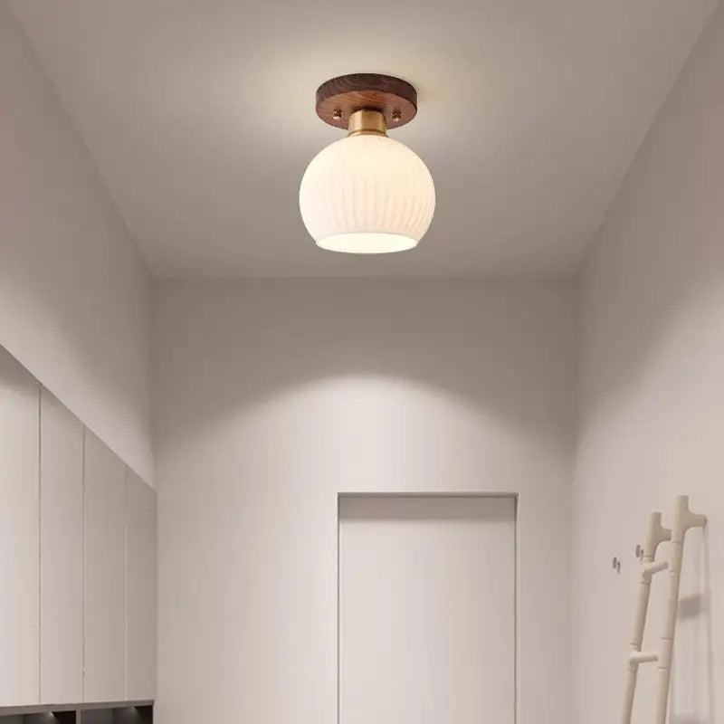 IWHD Walnut Copper LED Ceiling Lights Decoration Aisle Corridor Living Room Light Home Lighting Modern Ceiling lamp Luminaria
