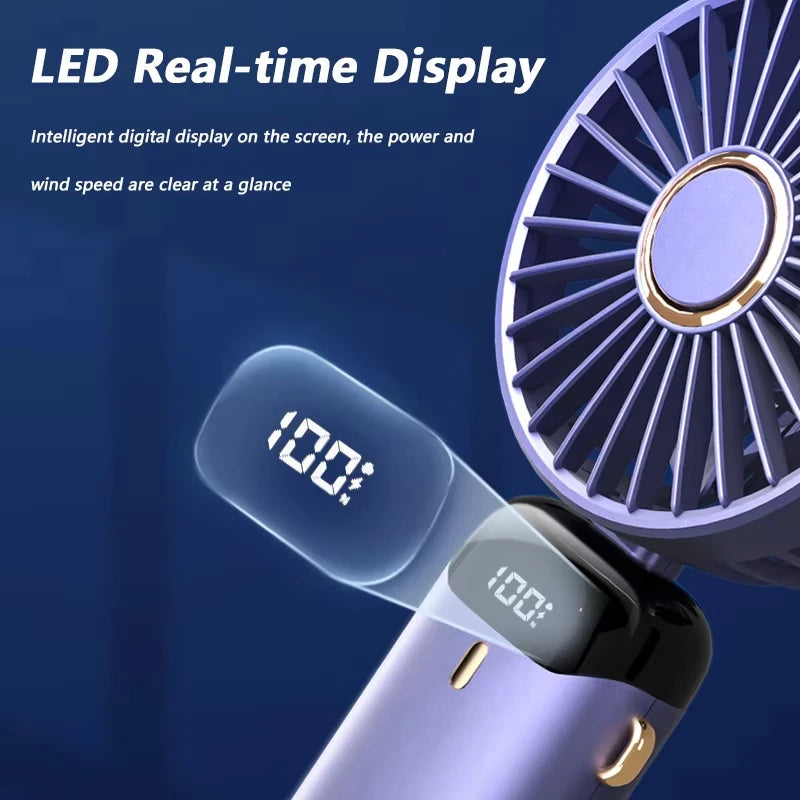 New Portable Hand-Held Fan Office Desktop Multifunctional Folding Double-Headed Small Electric Fan With A Neck Lanyard