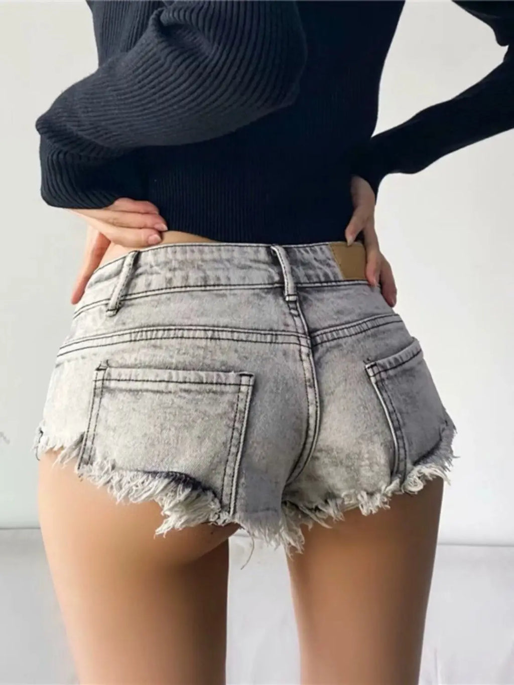 Women Summer Low Waist Denim Shorts Stretchy Short Jeans Hot Pants Sexy Triangle Design Butt Enhancer Casual Streetwear DURIKIES