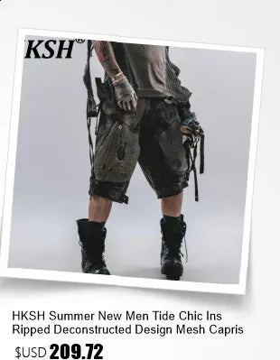 HKSH Spring Autumn Men's Tide Dark Punk Wool Deconstructed Leather Patchwork Jacket Fashion Vibe Vintage Y2K Gothic Coat HK27230