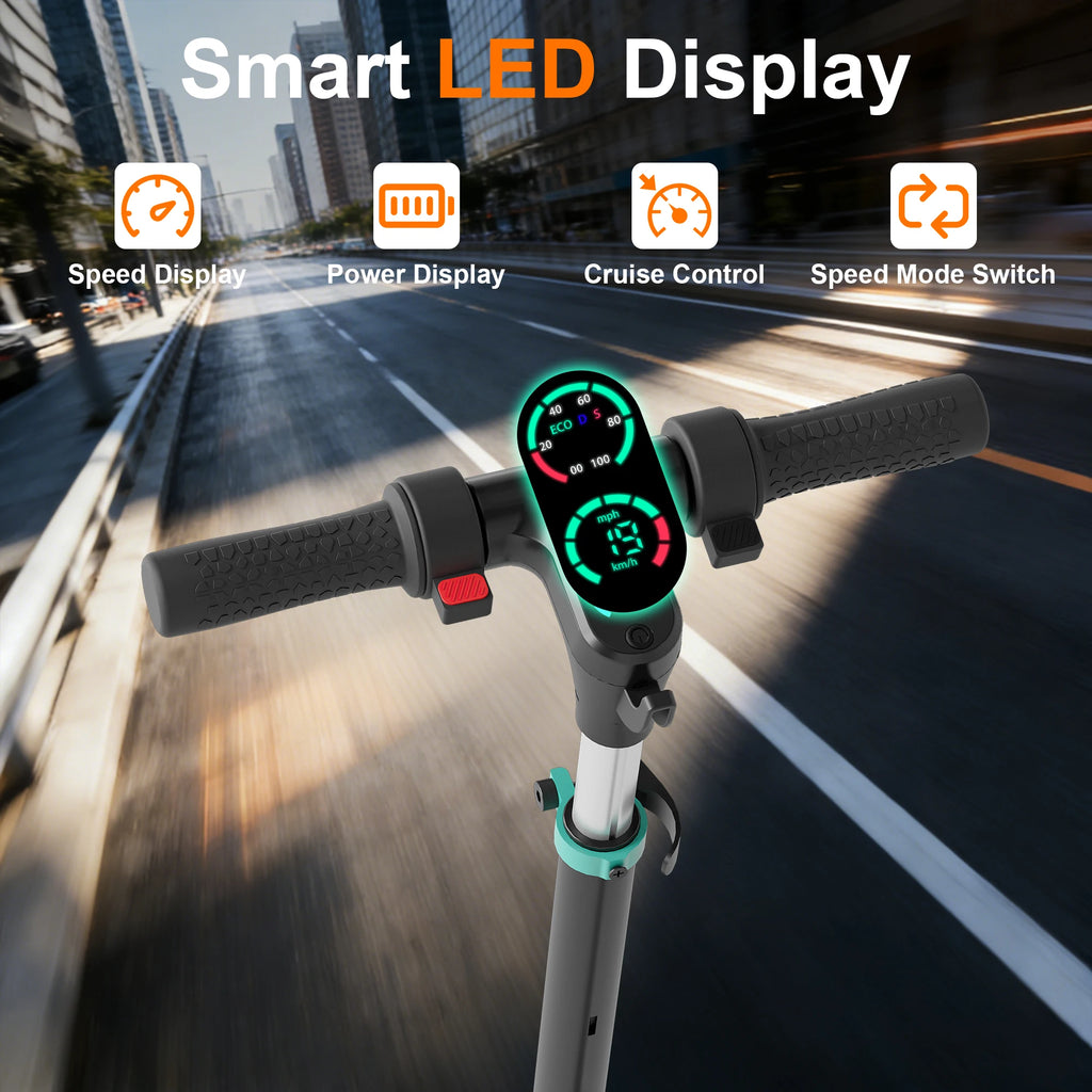 SIMATE S7pro Electric Scooter for Kids Aged 6-12, 5/8/12MPH Speed, Dual Brake System, 3 Heights (S7Pro), Colorful Lights, LED Display, 250W Motor Kids Scooter