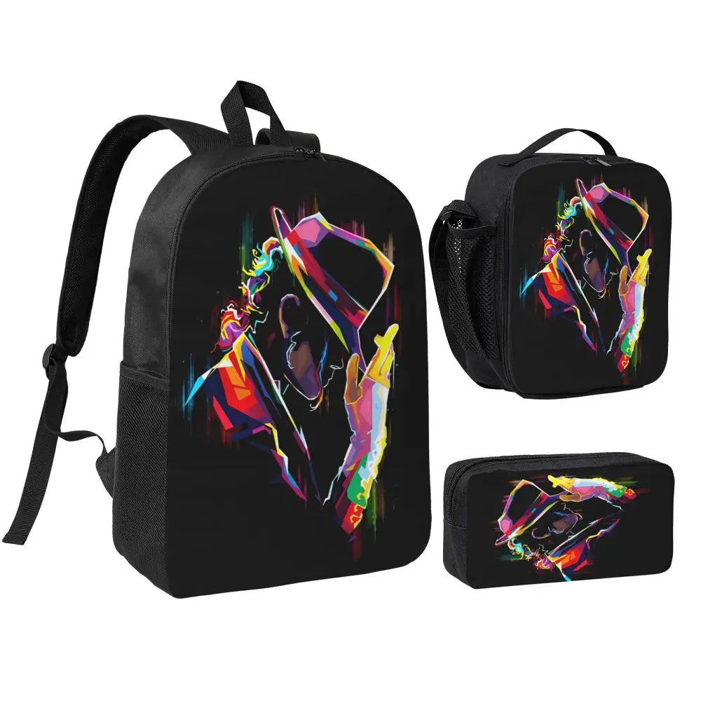MJ 3pecs/set Backpack for Student High School Daypack Lunch bag Pencil Case