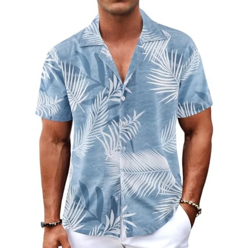 Men's Hawaiian Shirt Short Sleeved Button Casual Shirt Summer Print Tropical Floral Beach Shirt