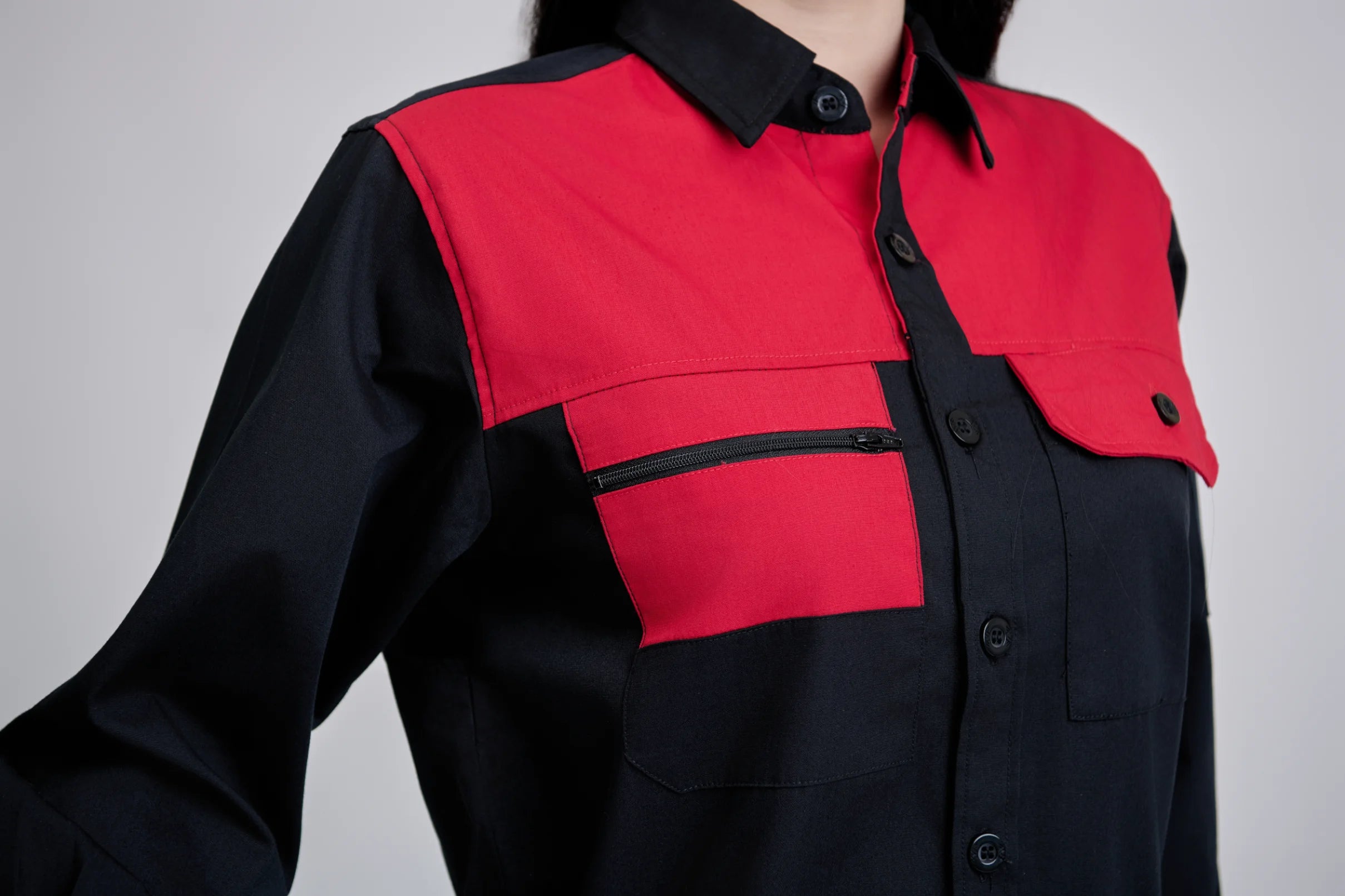 Comfortable New Hi Visibility Safety TC Fabric Top Durable FMF Women's Black Red Short-Sleeve Vietnamese Breathable Workwear