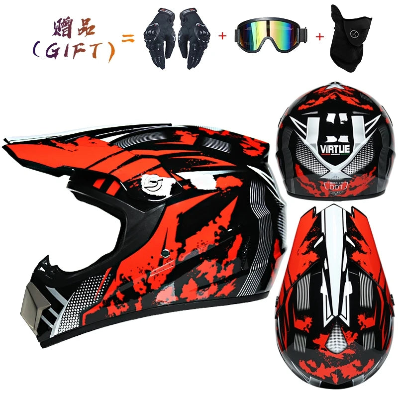 Off-road Motorcycle Helmet, Adult Motocross ATV Downhill MTB DH Helmet with Visor, DOT Approved Capacetes for Riding