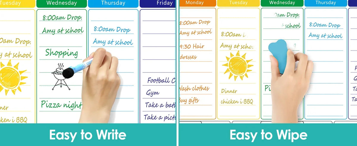 A3 Size Magnetic Dry Erase Weekly & Monthly Planner Whiteboard Blackboard Fridge Sticker Calendar