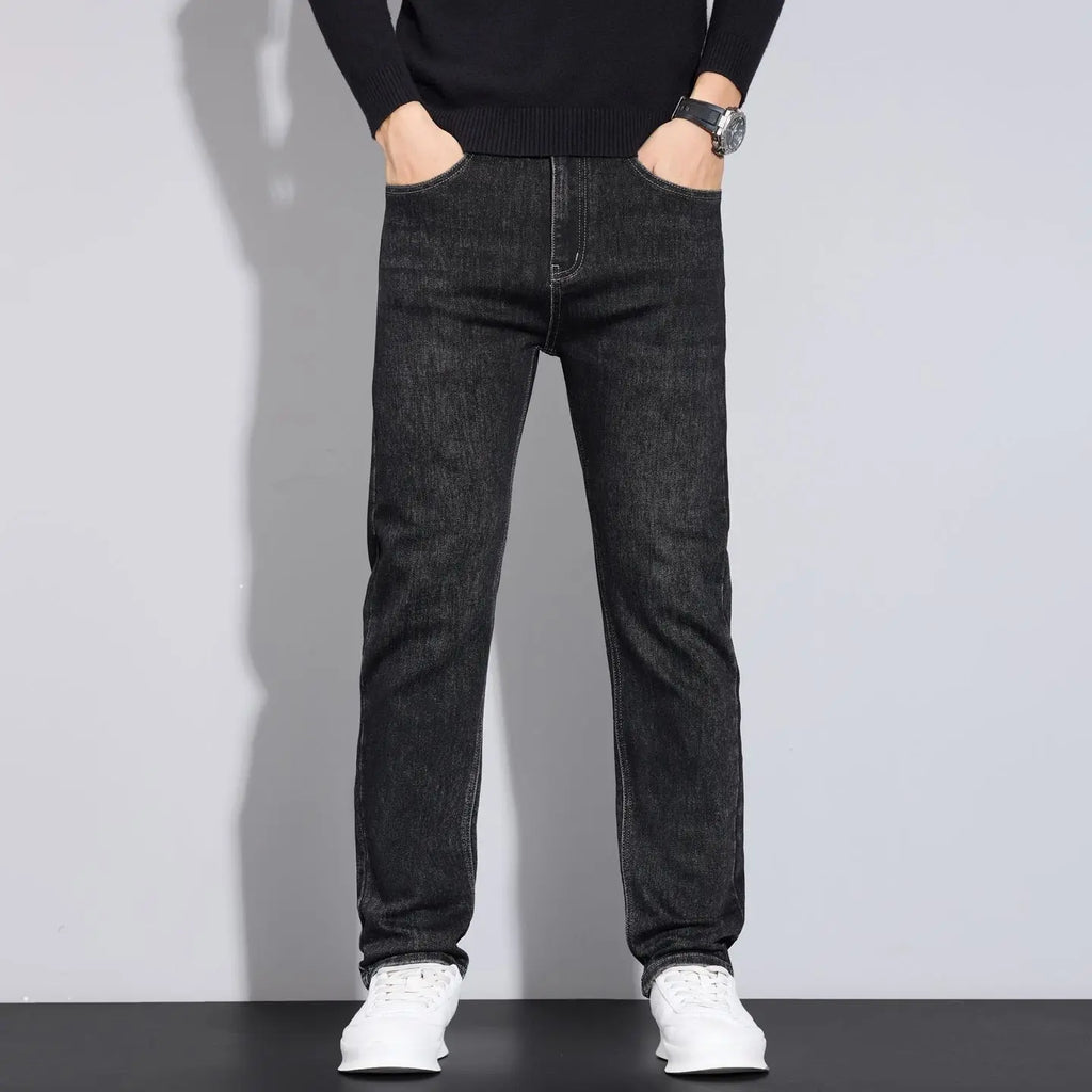 2025 Men's Jeans Casual Stretch Classic Blue Black Denim Pants Men Texture Jeans Versatile Item Interprets Denim Fashion Office