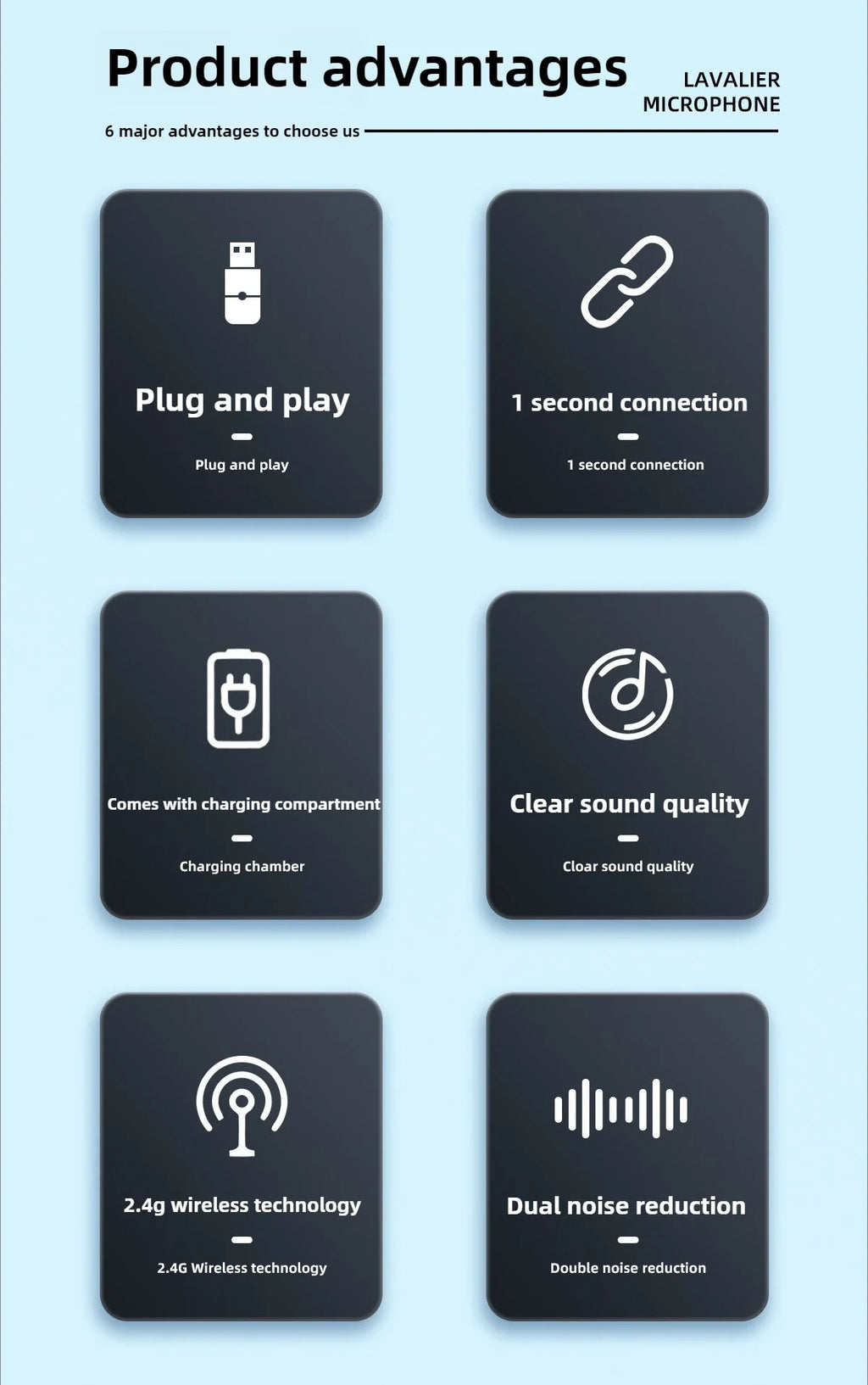 Wireless Lavalier Microphone Charging Case for Live Interview Outdoor Mini Mic Portable Audio Video Recording for iPhone Android