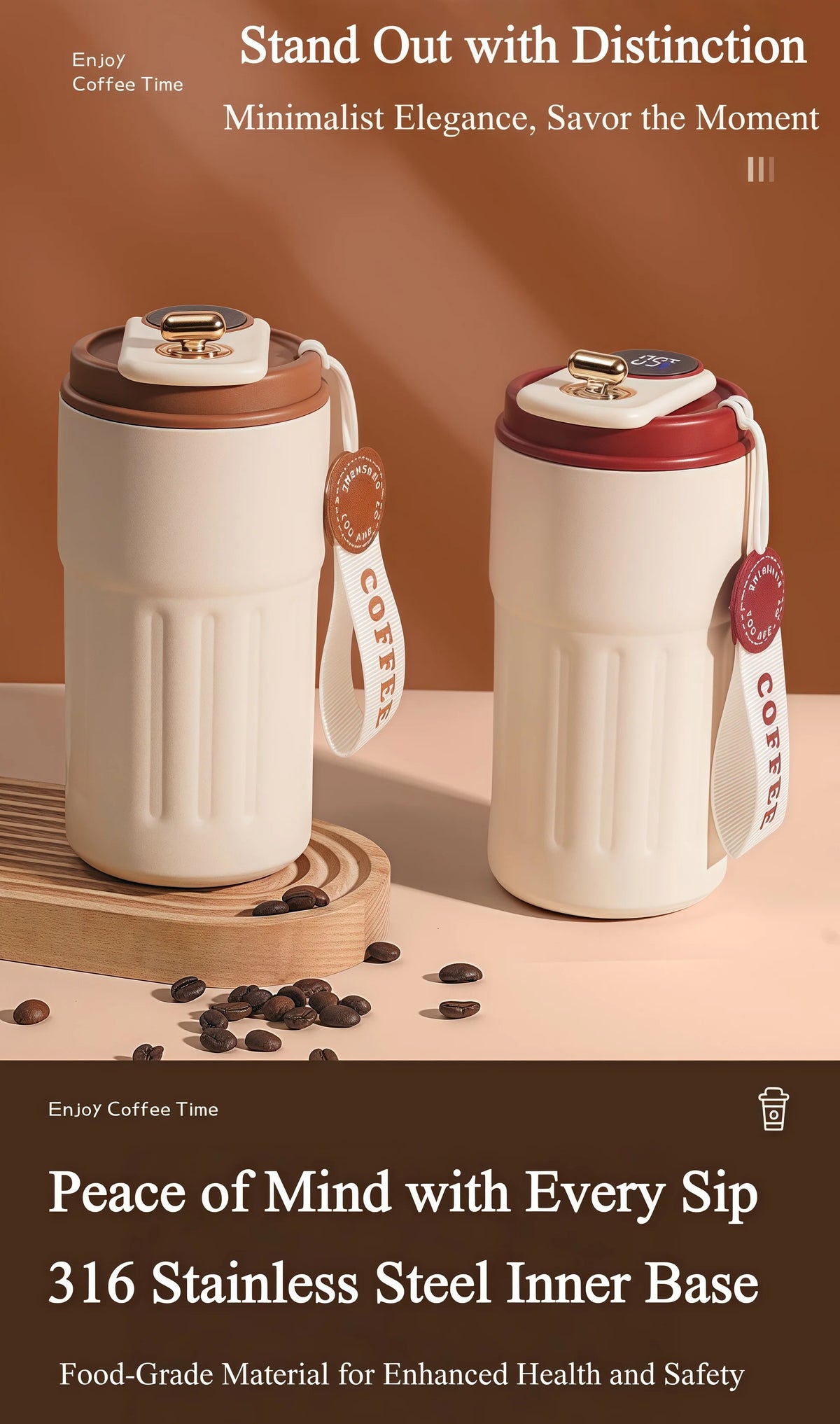 Smart Thermos Cup Bottle Water Digital LED Temperature Coffee Cup Stainless Steel Vacuum Cup Office Cup Business Drinking Mug