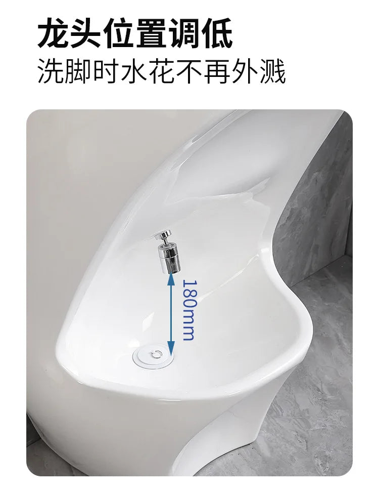 Integrated hand and foot washing basin - ceramic washbasin Интегрированная раковина для мытья рук и ног — керамическая раковина