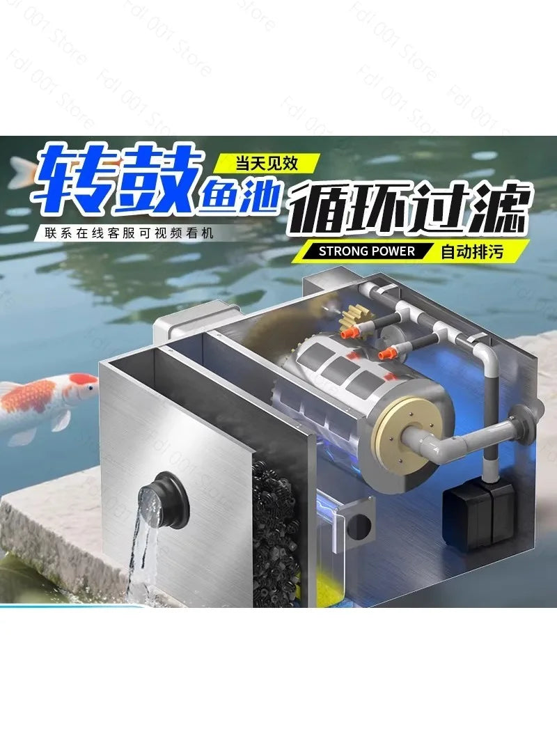 Automatic Koi Pond Filter System Outdoor Fish Pond Circulation Filter with Self-Cleaning & Sewage Discharge Function