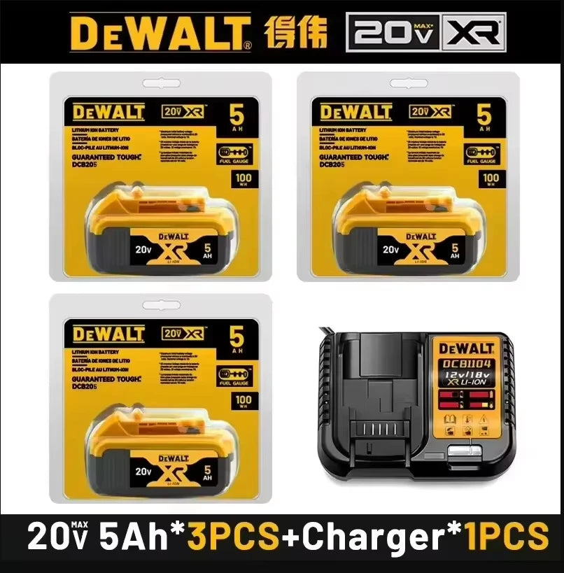 100% DEWALT Original 18V 20V 6.0AH 5Ah, DCB206, DCB205 With Fast Charging, 20V Lithium Battery, Power Tool Battery 20V Dewalt