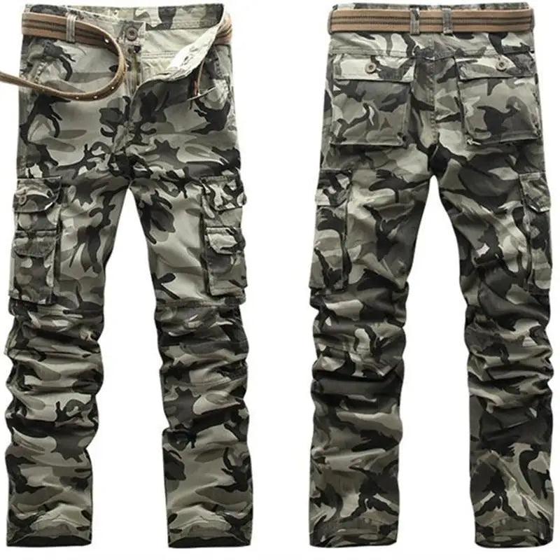 Men Spring Army Green Fashion Cargo Pants Crotch jogger Patchwork Pants Male Easy Wash Big Camouflage Cargo Trousers 38