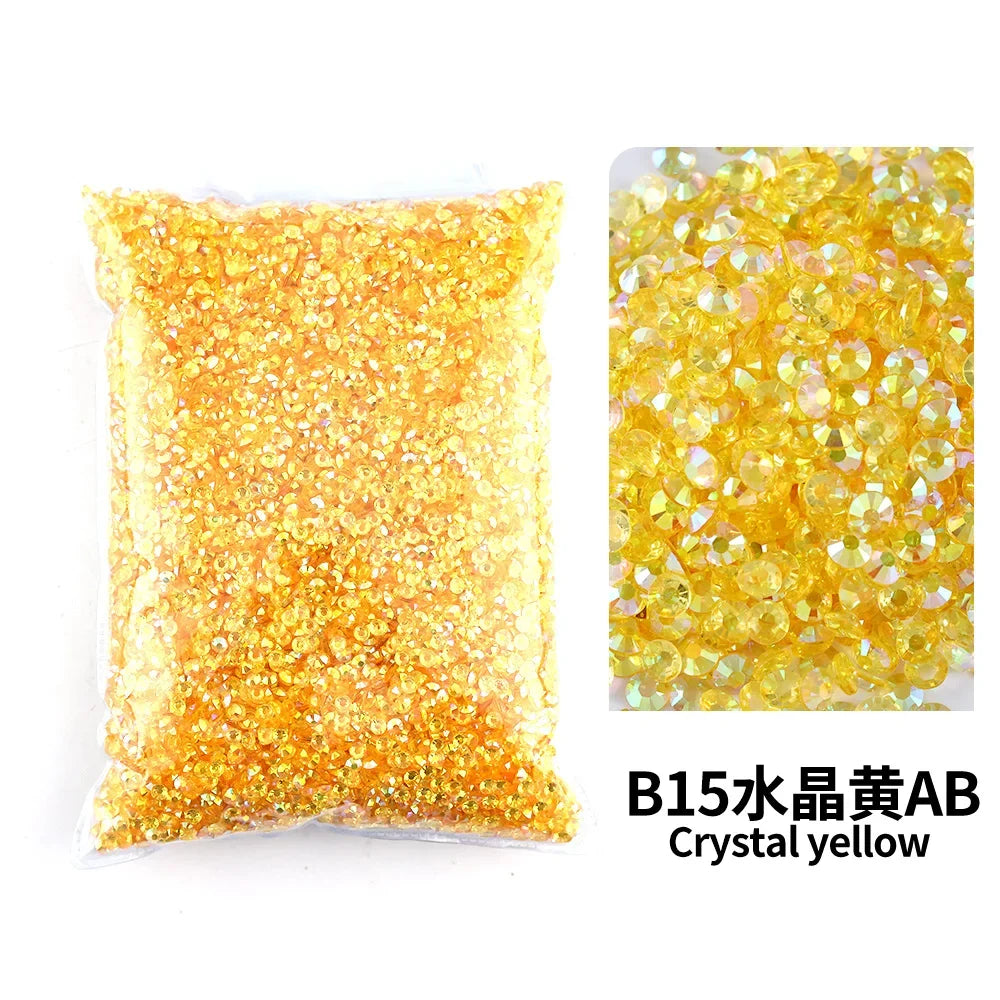 Yellow Series Flat Back Resin Rhinestone 3MM 4MM 5MM Non Hot Fix Jelly Rhinestones Stones For Craft DIY Tumblers Shoe Decoration