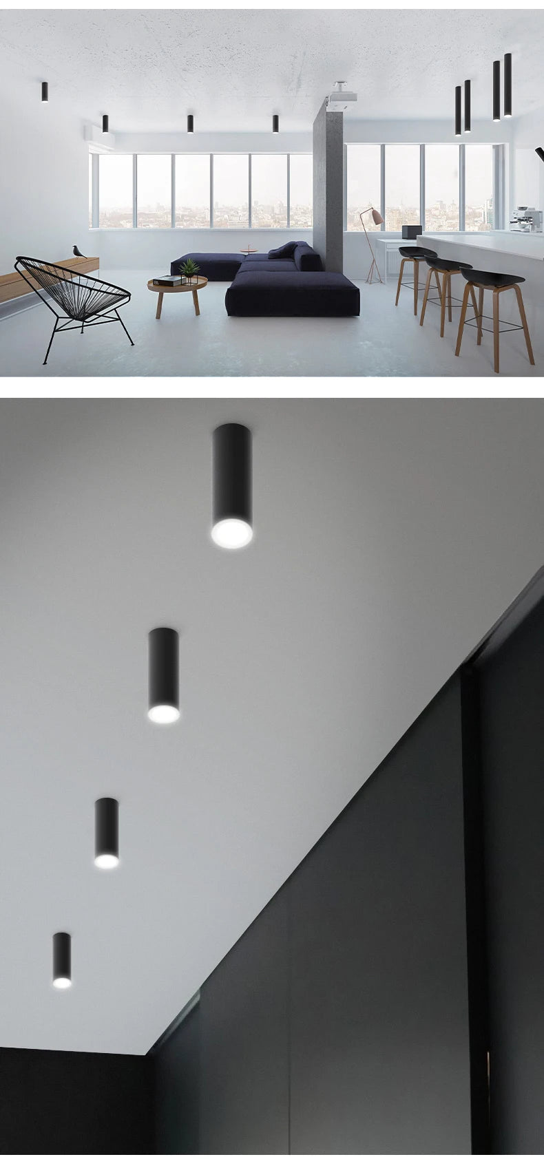 Nordic Light Indoor Lighting Led Ceiling Lamp Long Tube Surface Mounted Spot Light For Living Room Bedroom Corridor Store Art