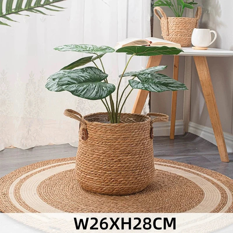 Natural Wicker Planter Basket  Flower Pot Home Garden Rattan Basket Straw Flower Basket 20/25/30CM