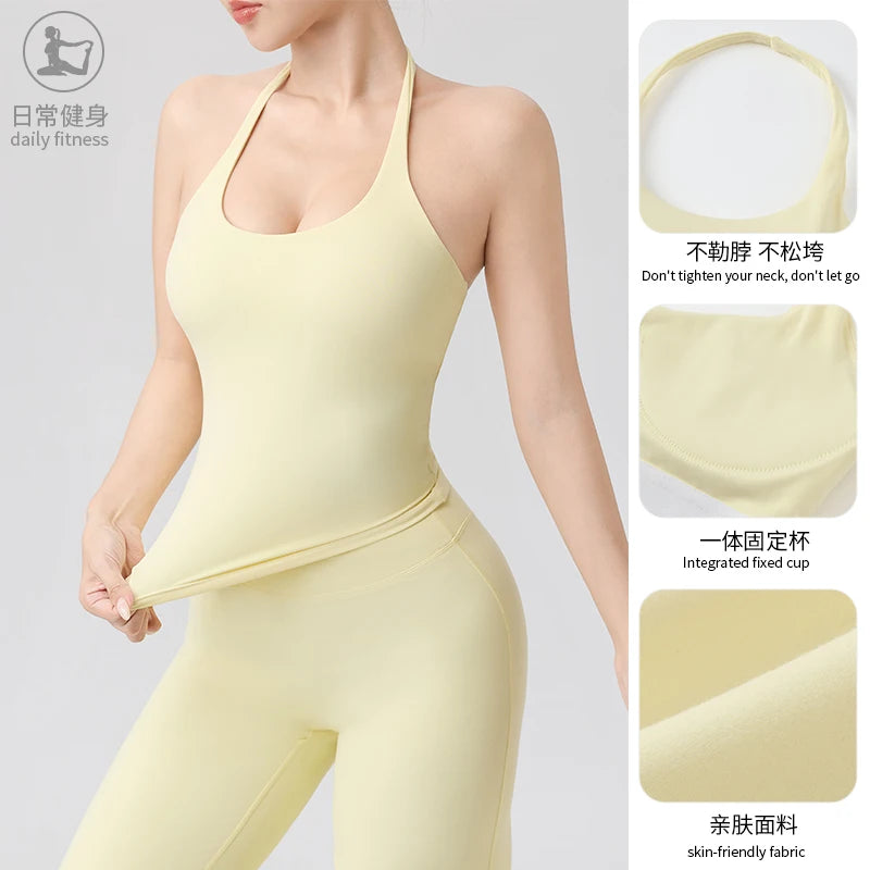 Halter Yoga Vest, Shockproof Running Sports, High-Strength Sports Underwear, Fitness, Pilates Suspender, Beautiful Back