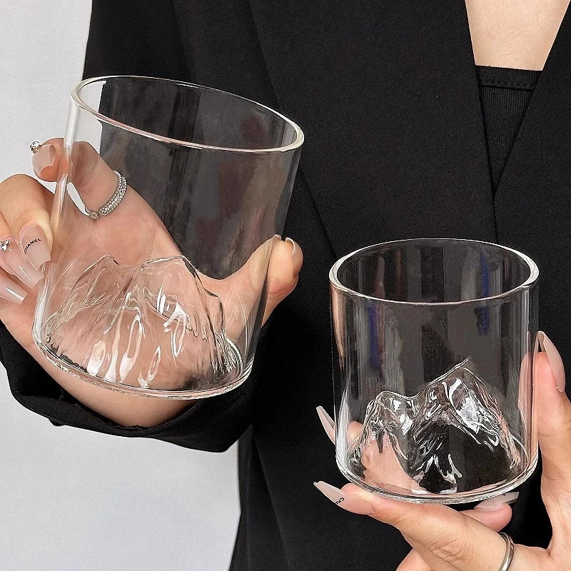 Transparent Whiskey Glasses Mountain Crystal Glass Drinking Glasses for Drinking Bourbon, Cognac, Scotch, Cocktails 125-380ml