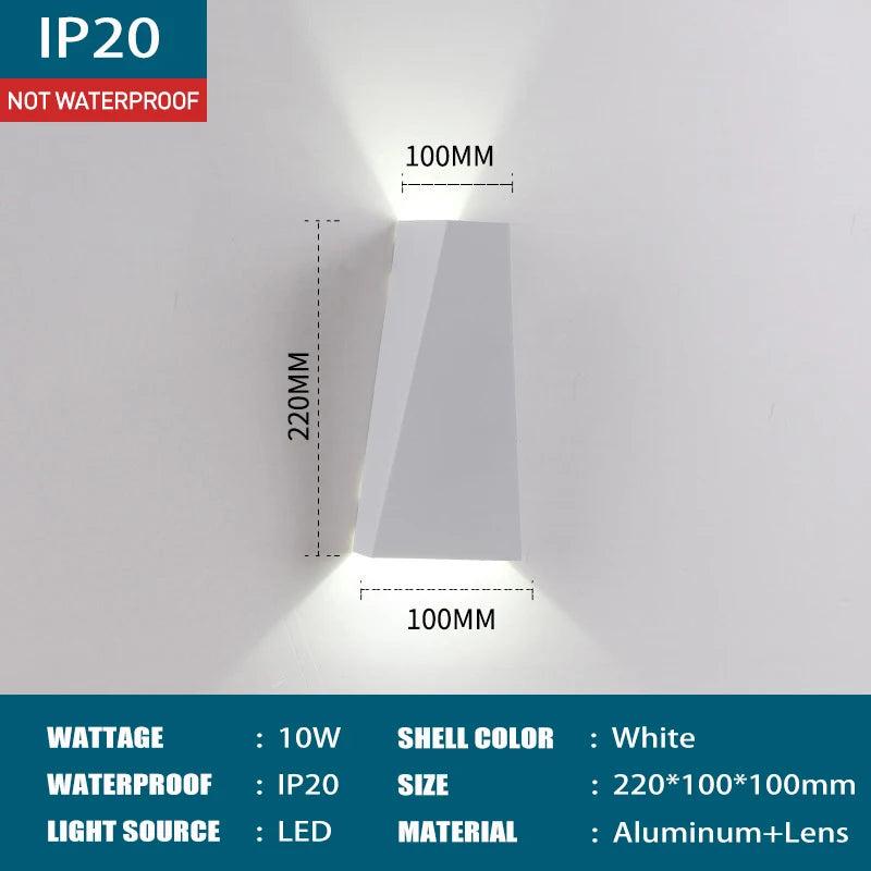Outdoor LED Wall Lamp 6W 10W IP65 Waterproof Aluminum Wall Lights Porch Garden Fence Indoor Modern Nordic Sconce Lamps AC85-265V
