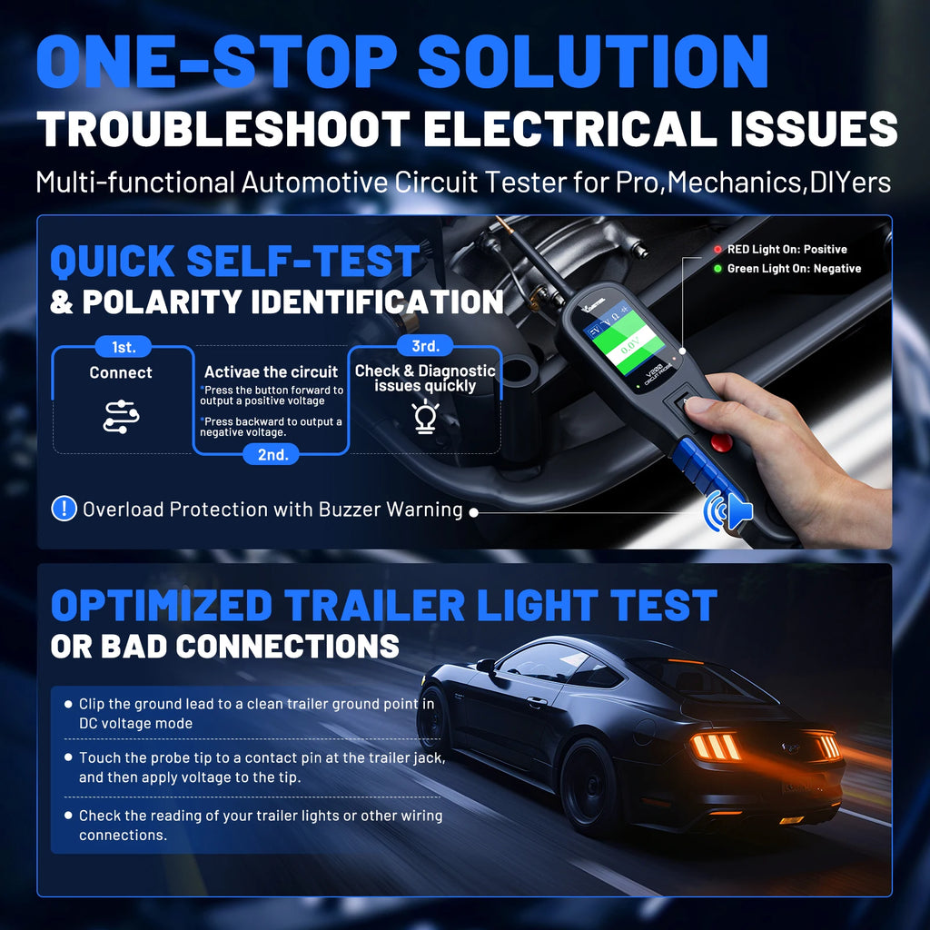 VDIAGTOOL V200 Car Electric Circuit Tester 6V-30V Automotive Power Probe Kit Electrical System Tester LCD Display Voltage Tester Electrical Diagnostic Tools ﻿