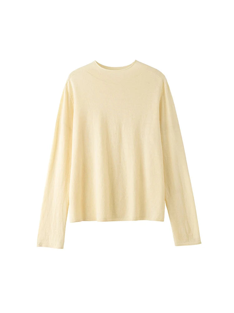 SuyaDream, Women Wool Pullovers, 5%Cashmere 92%Wool, Soft Cozy Sweaters, 2025 Fall Winter Basic Solid Knit Top
