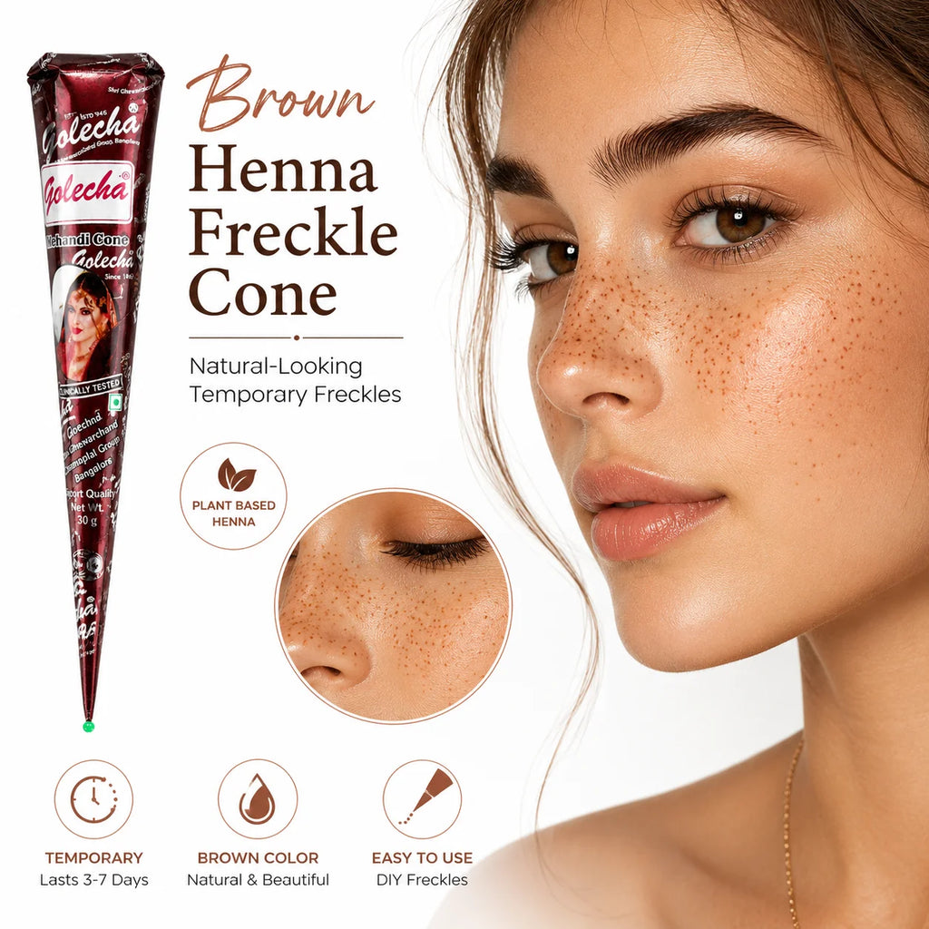 GOLECHA Brown Henna Tattoo Pigment Paste 30g For Faux Freckles Mehndi Body Art Temporary Tattoo Supplies Natural Skin Tint Cone