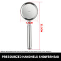 304 Stainless Steel Handheld Shower Head  High Pressure Booster   Universal Connector  Bathroom Shower Sprayer for Home Bath