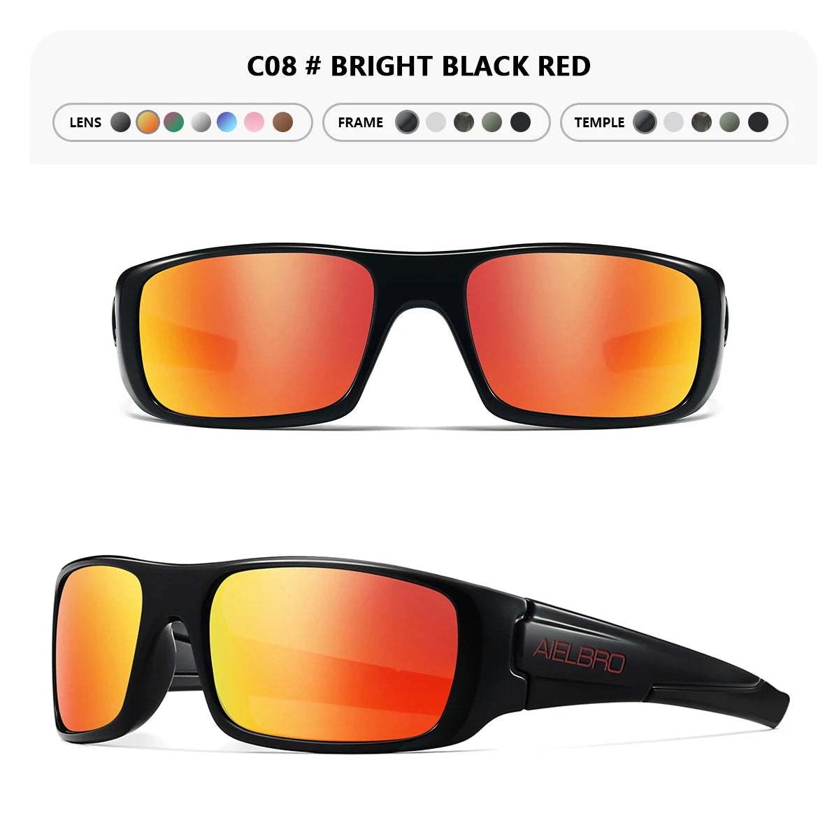 4PCS Sun Glasses – Unisex Square Frames with UV400 Lens, Perfect for Driving, Golf, Fishing All-Weather Outdoor Activities