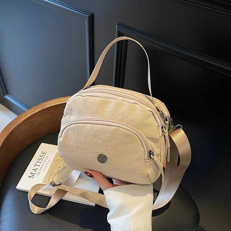 Women's Fashion Canvas Crossbody Bags Multi Pocket Small Shoulder Bag Casual Boho Handbag Lightweight Travel Purse for Daily Use