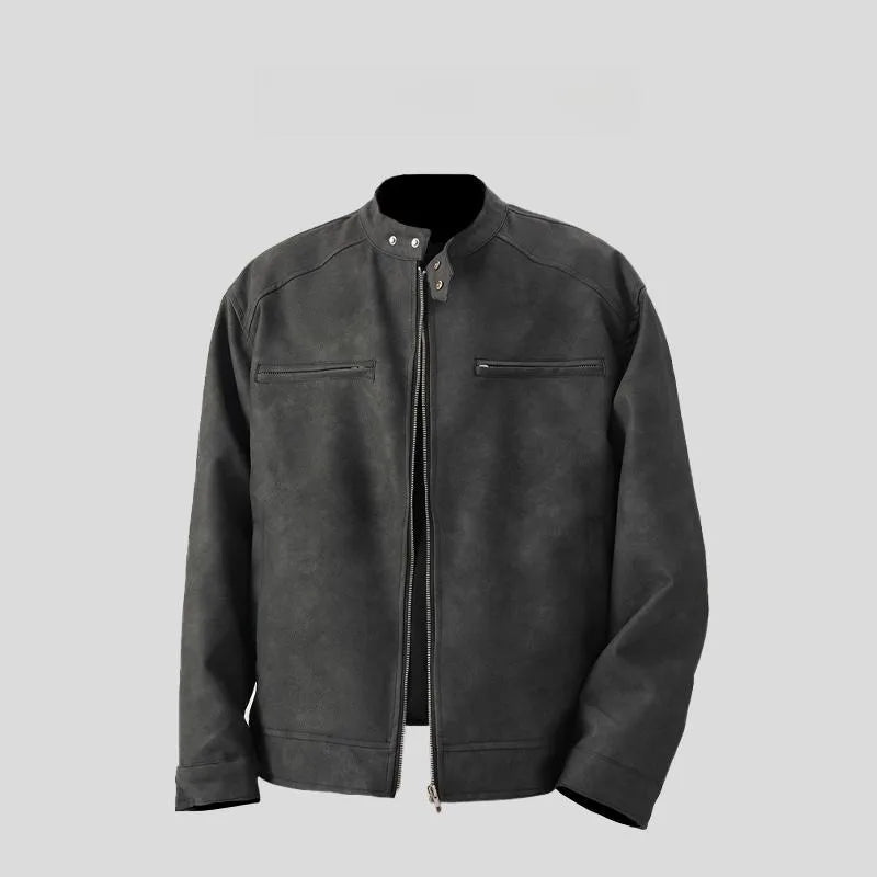 Men's American Retro Brown Leather Jacket Men Motorcycle Er Jacket Casual Baseball Varsity Coat Couple Streetwear Outerwear