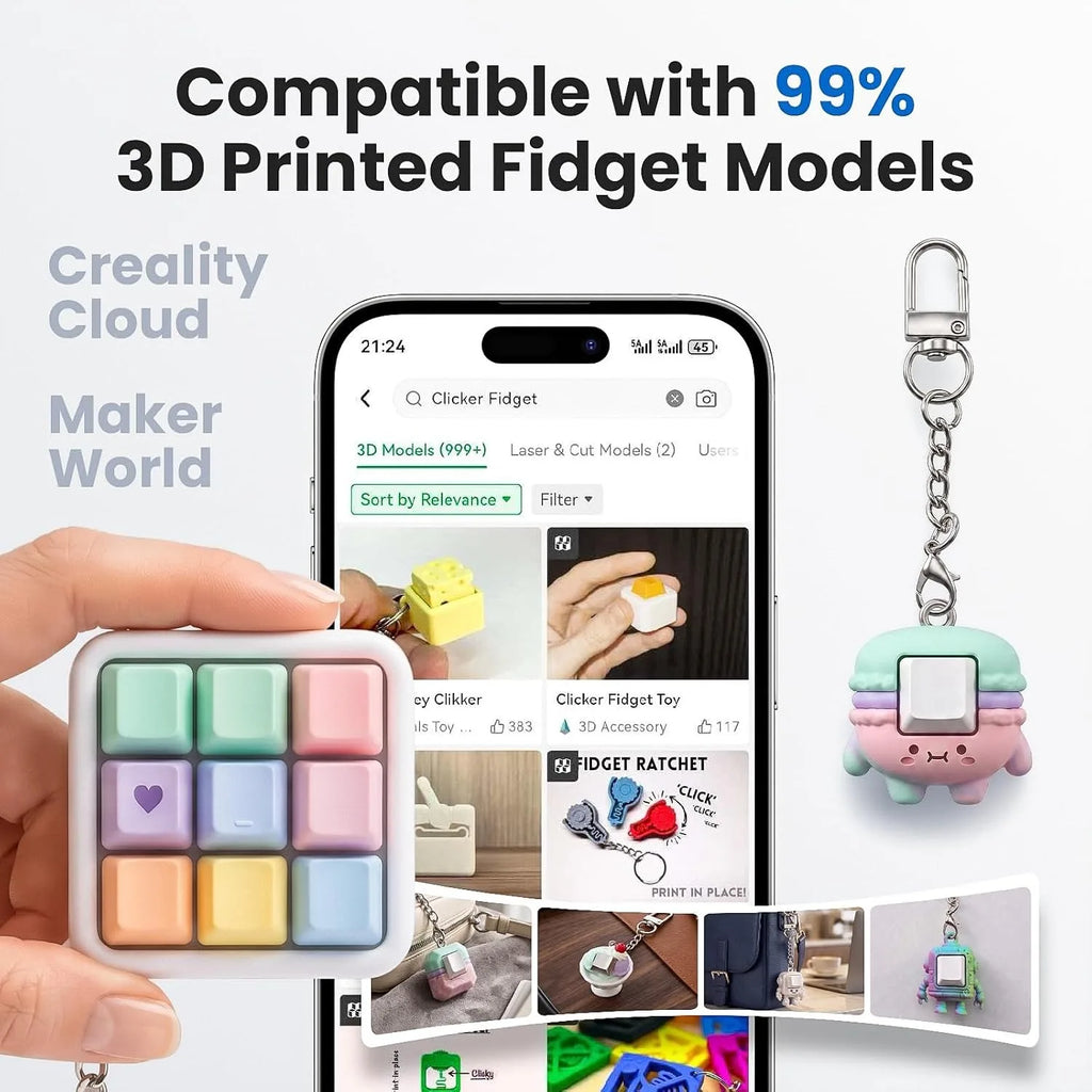 50PCS 3-Pin MX Style Mechanical Keyboard Switches Clicky Keyboard Clickers for 3D Printed Fidget Toys DIY Projects with 10 Keych