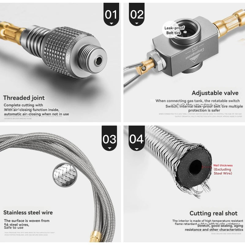 CAMPINGMOON Outdoor Split Stove Accessories Flat Gas Tank Extension Line With Valve Camping Stove Extension Pipe Adapter