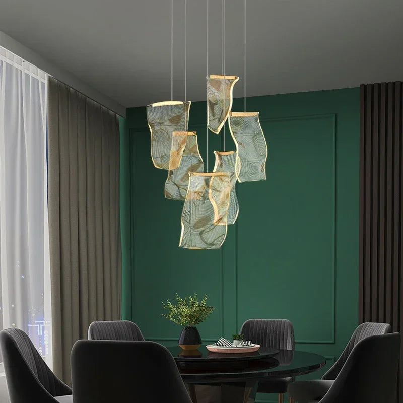 Modern LED Pendant Lights Living Dining Room Lighting Lustre Decor Chandelier Indoor Villa Duplex Stairs Hanging Lights Fixture