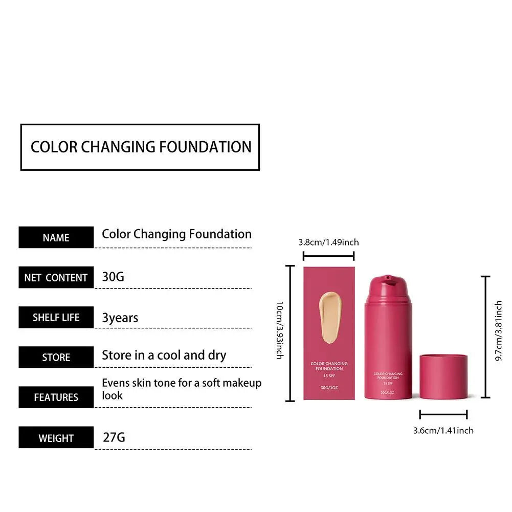 Natural Temperature-Adaptive Color Correcting Foundation Long Lasting Brightening Clear Base Makeup Even Skin Tone Face Makeup