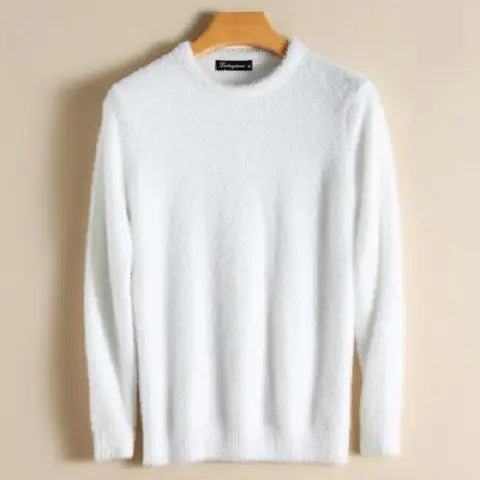 Men's Pure Mink Cashmere Sweater O-Neck Pullovers Knit Large Size Mink Sweater Winter New Tops Long Sleeve High-End Jumpers X49